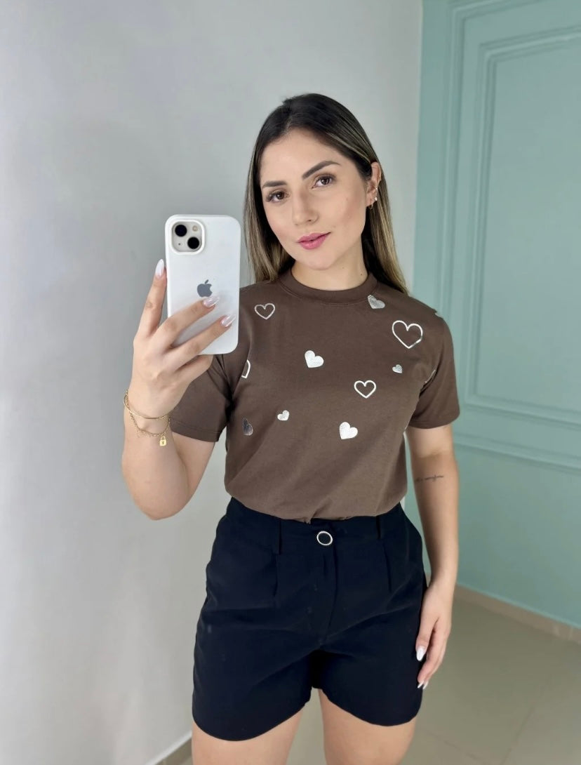 T-shirt Coração prata
